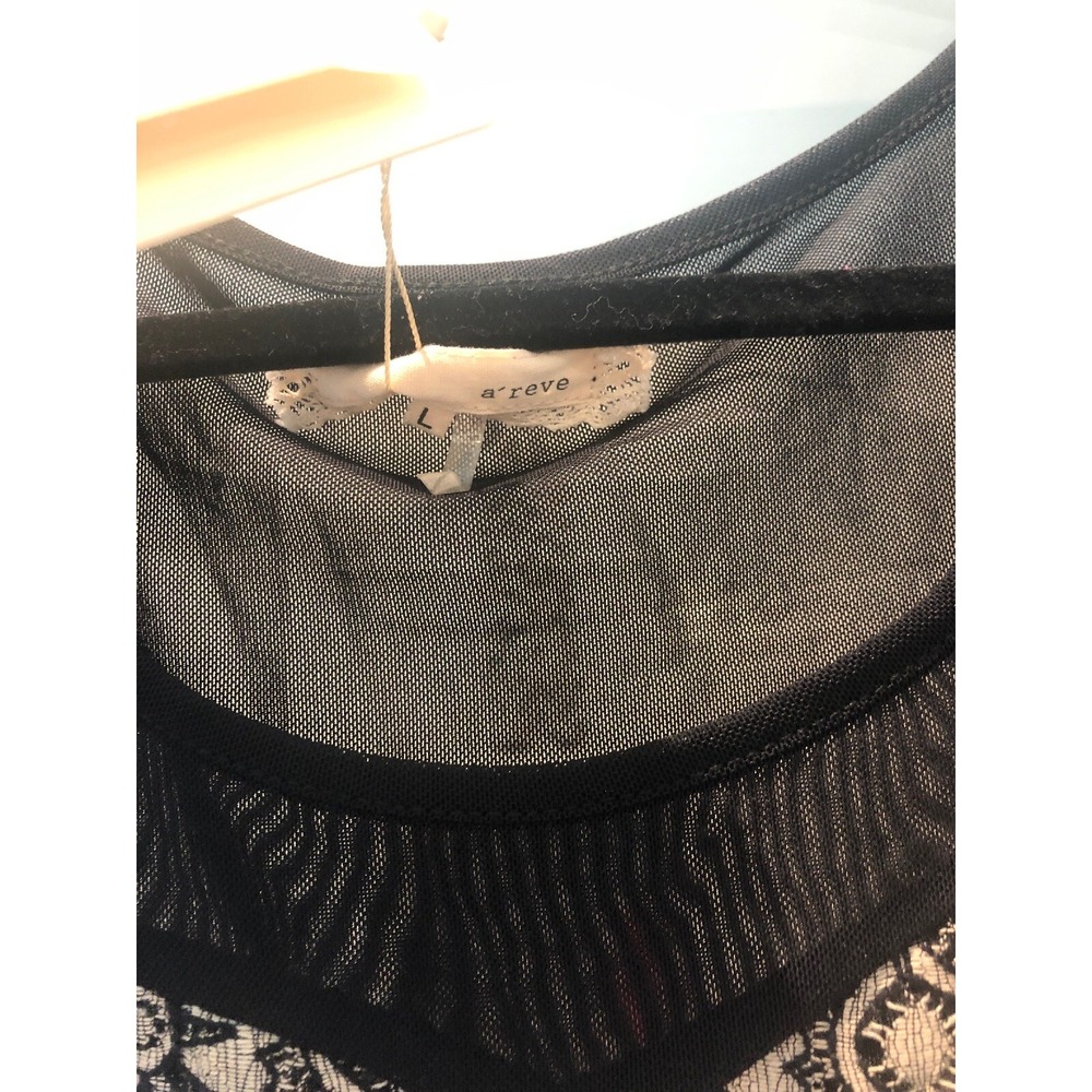 NWT A'reve Ivory Black Lace Sweetheart Fit Flare Dress Anthropologie Large - Picture 3 of 10